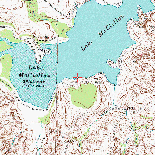 Topographic Map of East Bluff Three Campground, TX