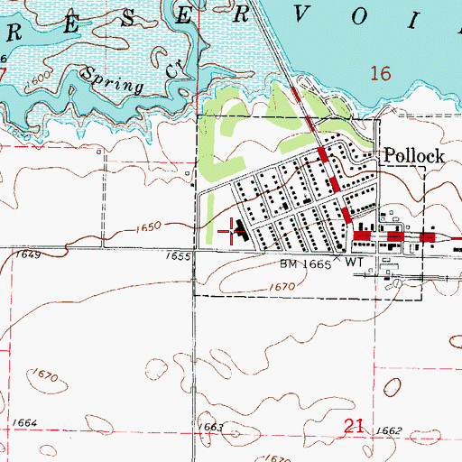 Topographic Map of Pollock Community Center, SD