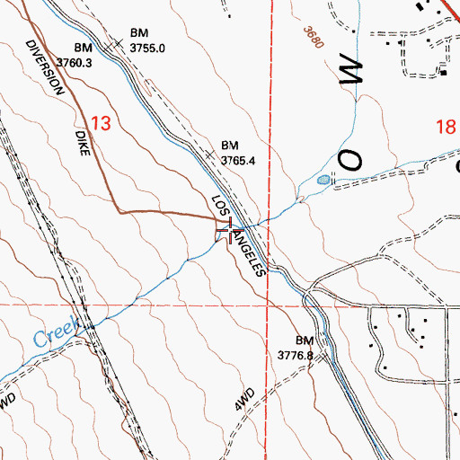 Topographic Map of Olancha Creek, CA