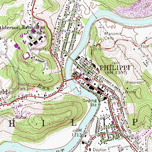 Topographic Map of Barbour County Historical Museum, WV