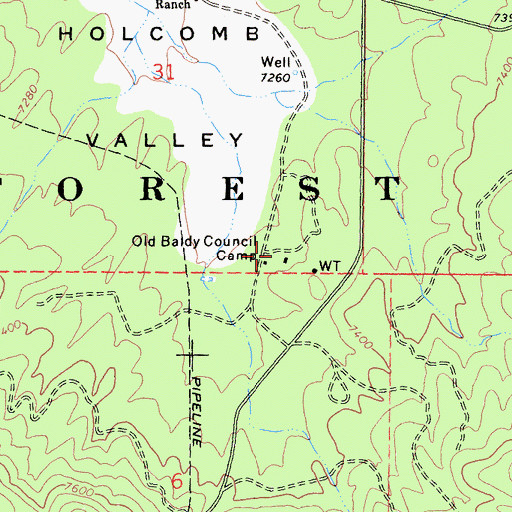 Topographic Map of Old Baldy Council Camp, CA