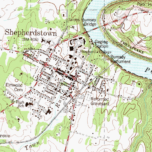 Topographic Map of Historic Shepherdstown Museum, WV