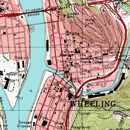 Topographic Map of West Virginia Independence Hall, WV