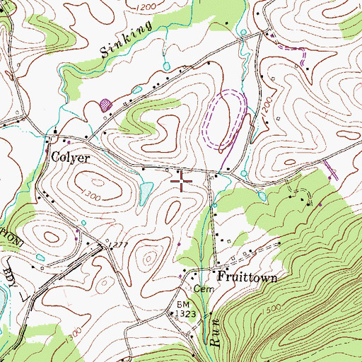Topographic Map of Stonefence Farm, PA