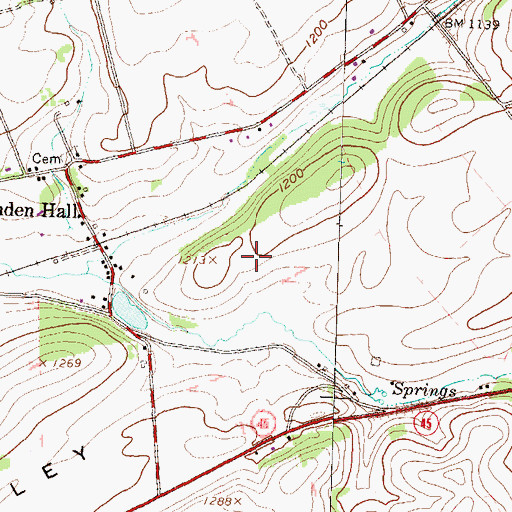 Topographic Map of Willow Falls Farm, PA
