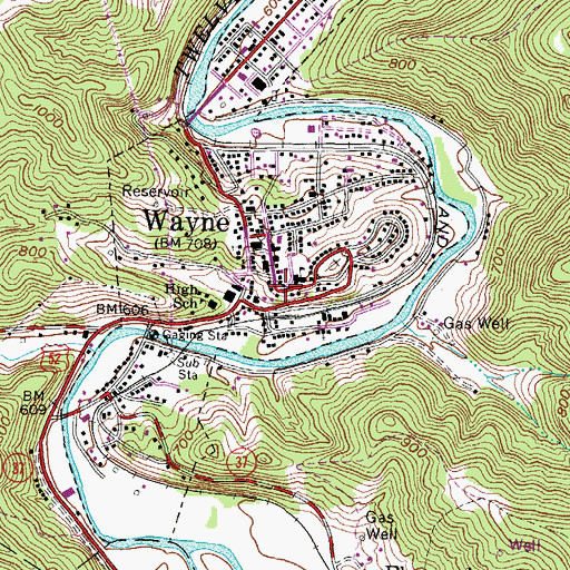 Topographic Map of Wayne County Courthouse, WV