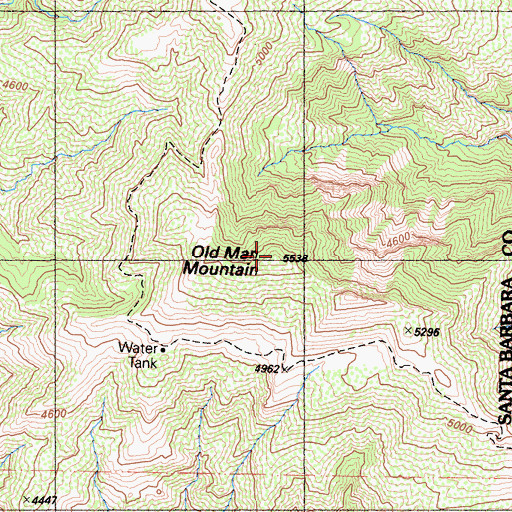Topographic Map of Old Man Mountain, CA