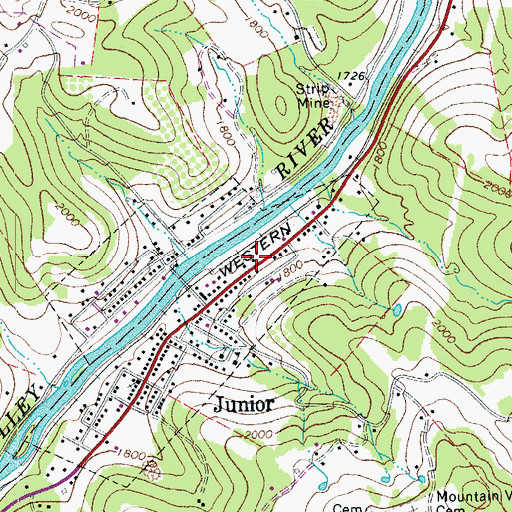 Topographic Map of Junior Police Department, WV