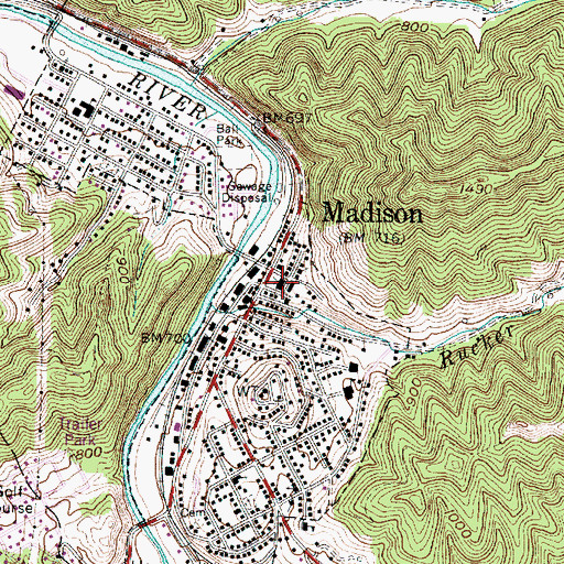 Topographic Map of Boone County Sheriff's Office, WV