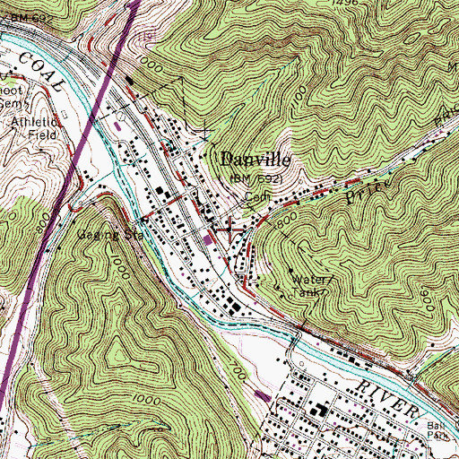 Topographic Map of Danville Police Department, WV
