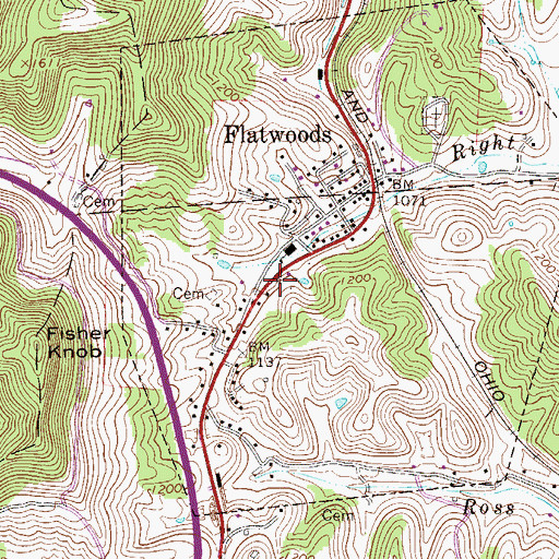 Topographic Map of Flatwoods Police Department, WV