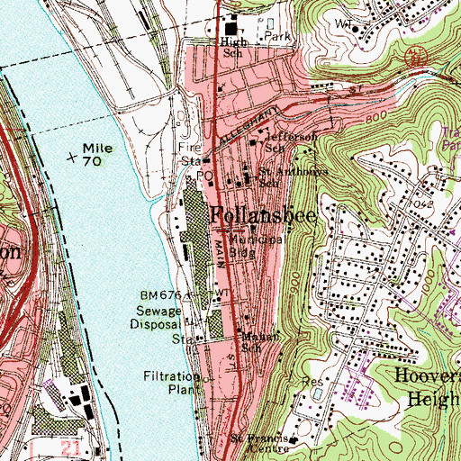 Topographic Map of Follansbee Police Department, WV