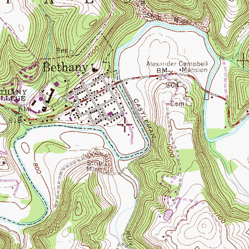 Topographic Map of Bethany Police Department, WV