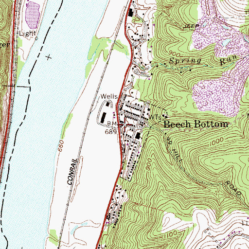 Topographic Map of Beech Bottom Police Department, WV