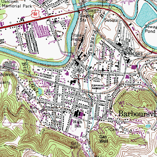 Topographic Map of Barboursville Police Department, WV