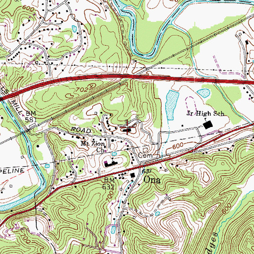 Topographic Map of Cabell County Sheriff's Office, WV