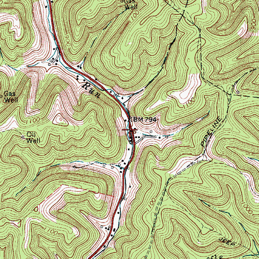 Topographic Map of West Virginia State Police Troop 4 - Grantsville Detachment, WV