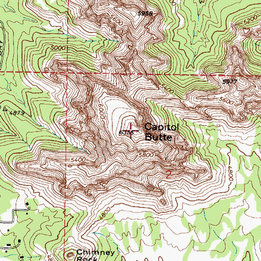 Topographic Map of Capitol Butte, AZ