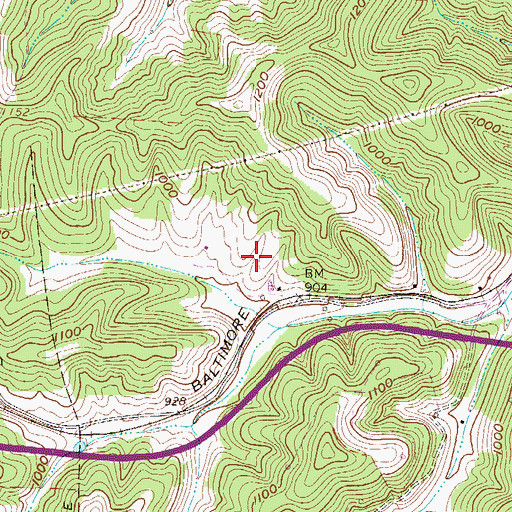 Topographic Map of West Virginia State Police Troop 1 - West Union Detachment, WV