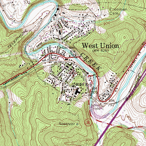 Topographic Map of Doddridge County Sheriff's Office, WV