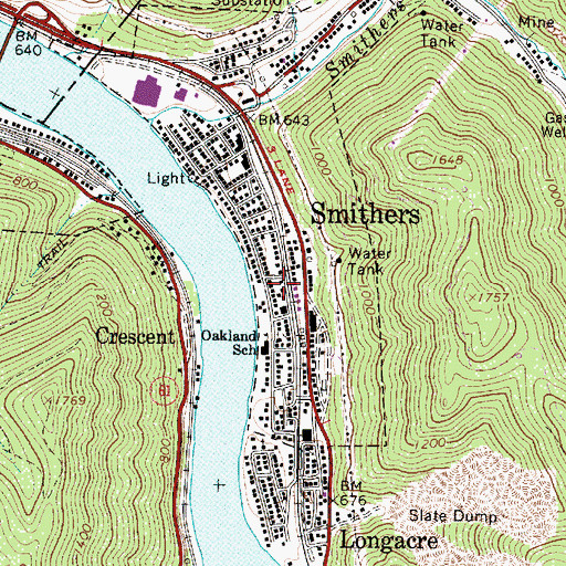 Topographic Map of Smithers Police Department, WV