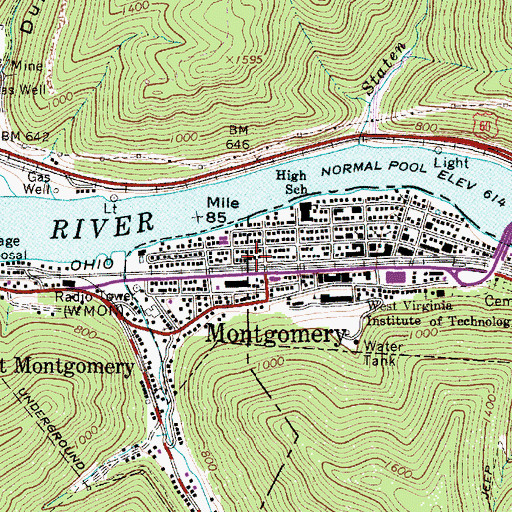 Topographic Map of Montgomery Police Department, WV