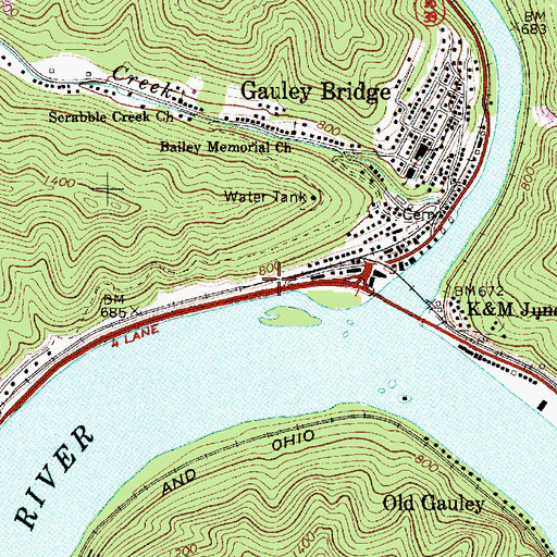 Topographic Map of West Virginia State Police Troop 6 - Gauley Bridge Detachment, WV