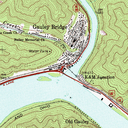 Topographic Map of Gauley Bridge Police Department, WV