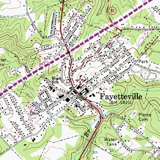 Topographic Map of Fayetteville Police Department, WV