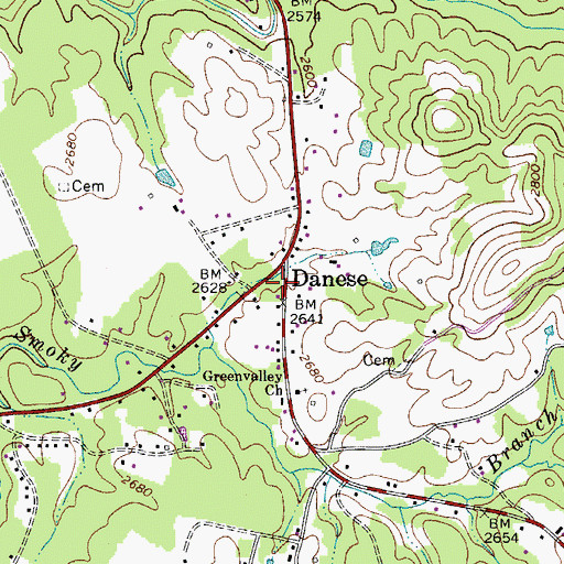 Topographic Map of Fayette County Sheriff's Office Danese Detachment, WV