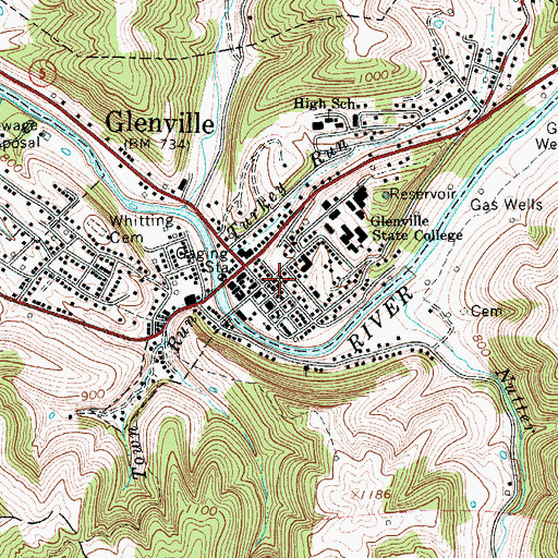Topographic Map of Glenville Police Department, WV
