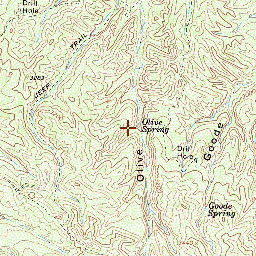 Topographic Map of Olive Spring, CA