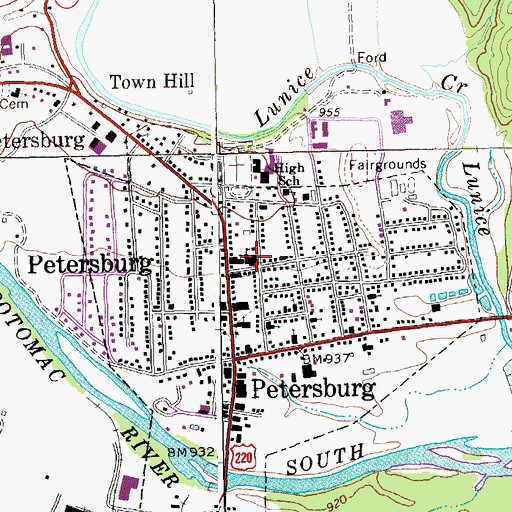Topographic Map of Grant County Sheriff's Office, WV
