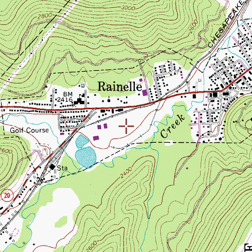 Topographic Map of West Virginia State Police Troop 6 - Rainelle Detachment, WV