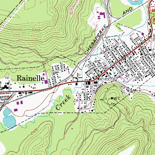 Topographic Map of Rainelle Police Department, WV