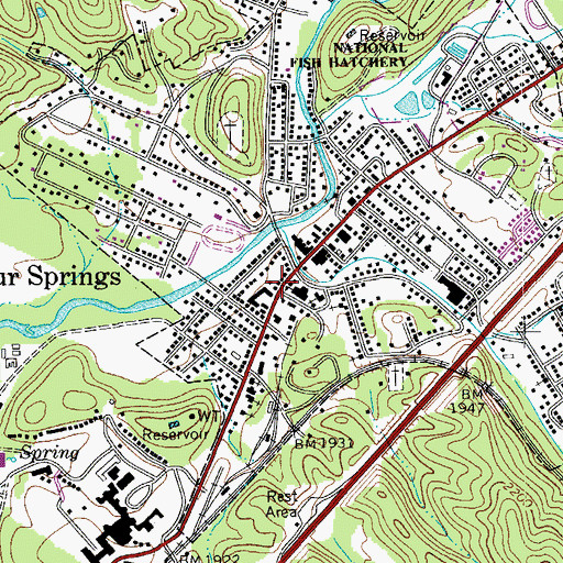 Topographic Map of White Sulphur Springs Police Department, WV