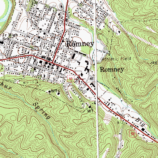 Topographic Map of Romney Police Department, WV