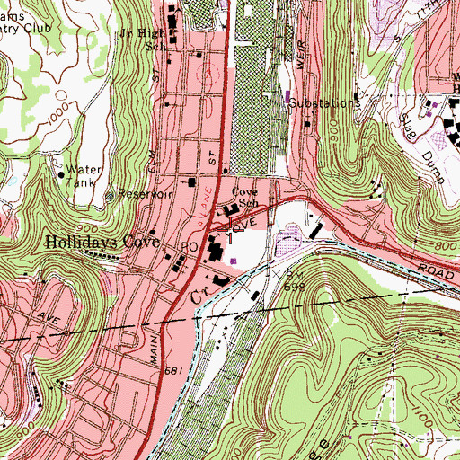 Topographic Map of Weirton Police Department, WV