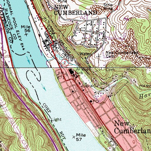 Topographic Map of Hancock County Sheriff's Office, WV