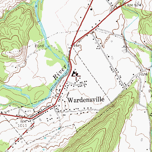 Topographic Map of Wardensville Police Department, WV