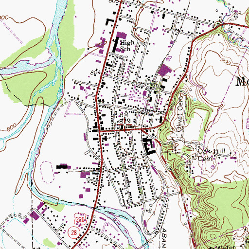 Topographic Map of Moorefield Police Department, WV