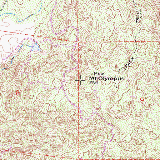 Topographic Map of Mount Olympus, CA