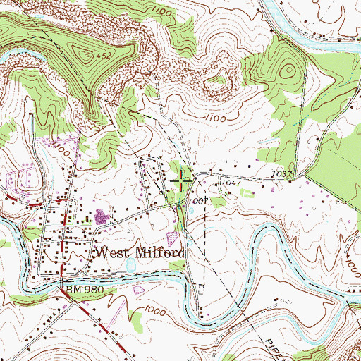 Topographic Map of West Milford Police Department, WV
