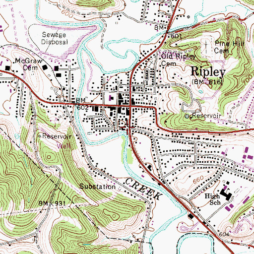Topographic Map of Ripley Police Department, WV
