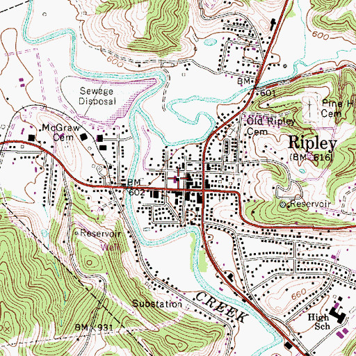 Topographic Map of Jackson County Sheriff's Office, WV
