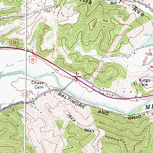 Topographic Map of West Virginia State Police Troop 4 - Ripley Detachment, WV