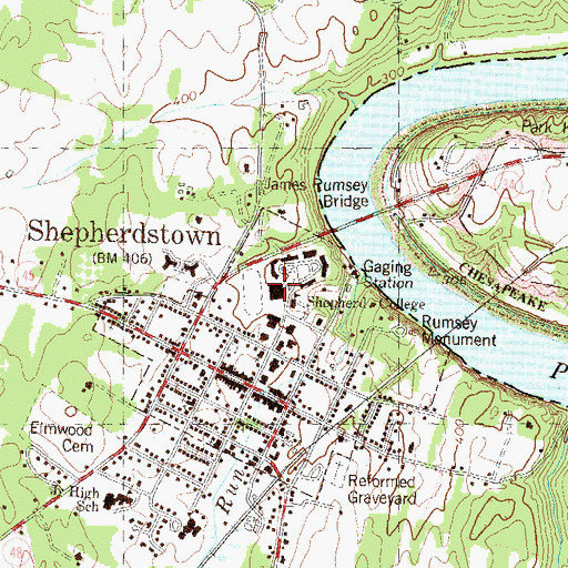 Topographic Map of Shepherd University Police Department, WV
