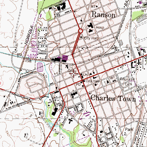 Topographic Map of Charles Town Police Department, WV