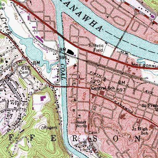 Topographic Map of Saint Albans Police Department, WV