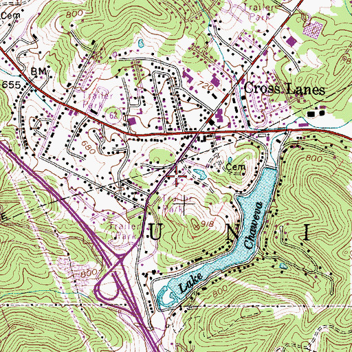 Topographic Map of Kanawha County Sheriff's Office - Crosslanes Detachment, WV